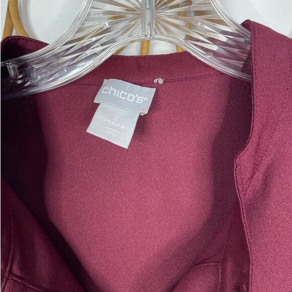 Chico's Burgundy Blouse with Embroidered Sleeves - Picture 4 of 7